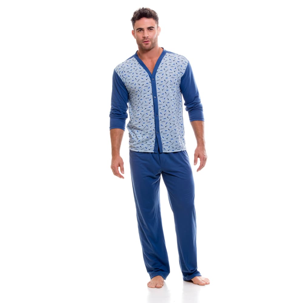 Dar una vuelta si Lada Pijama Para Hombre Azul Manga Larga Pantalon Largo – Los Tres Elefantes  Tienda Online