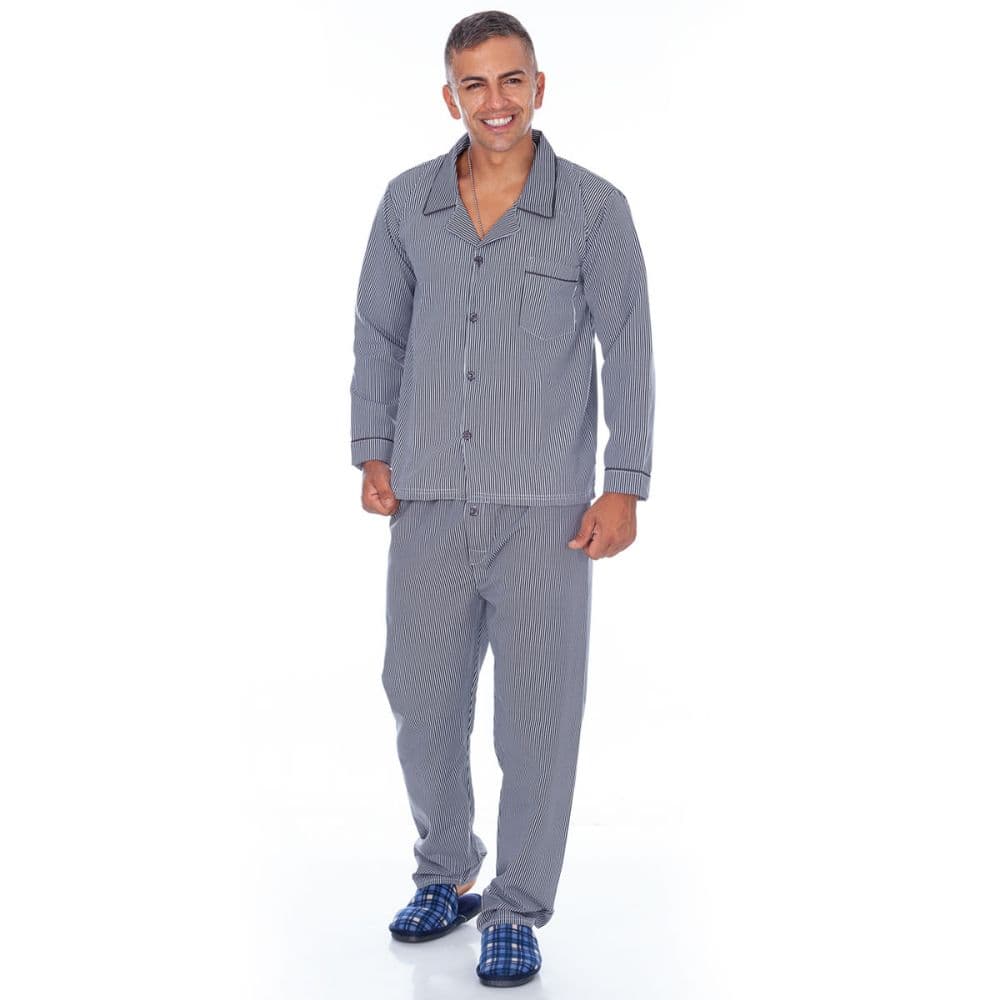Pijama Hombre Gris Manga Larga Pantalon Largo